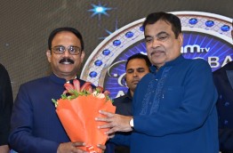 Receiving Ganam TV Global Excellence Award (2024 ) from Mr. Nitin Gadkari, Hon. Minister of Road Transport and Highways of India.