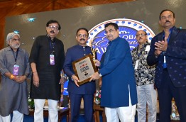 Receiving Ganam TV Global Excellence Award (2024 ) from Mr. Nitin Gadkari, Hon. Minister of Road Transport and Highways of India.